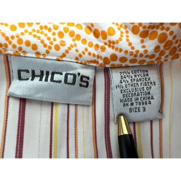 Chicos Striped Button Up Top Womens Size 3 US 16 XL 3/4 Sleeve Casual Office - Picture 11 of 12